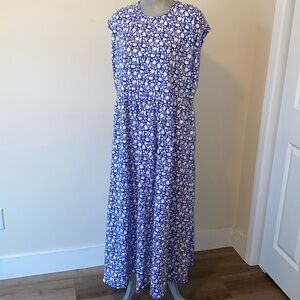 Boden Plus Size Sleeveless Cotton Maxi Dress Blue & White Size 16 18 Tall
